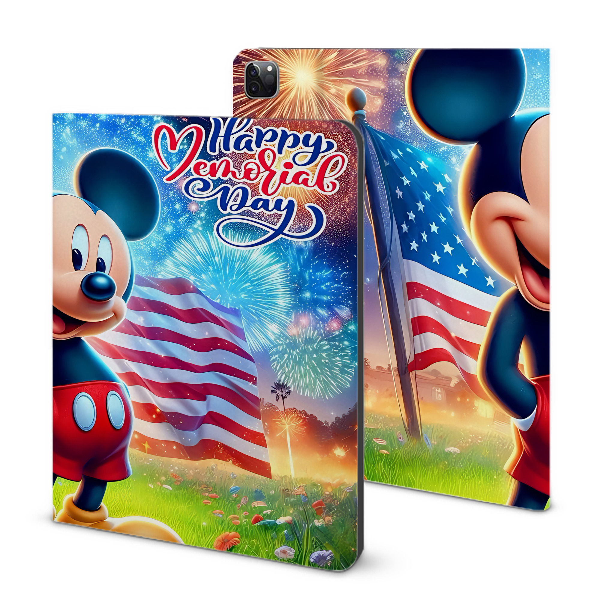 ミッキーマウス Mickey Mouse IPad ケース ブック型 PUレザー TPU 耐衝撃 軽量 薄型 ペン収納なし 全面保護 IPad 各モデル対応